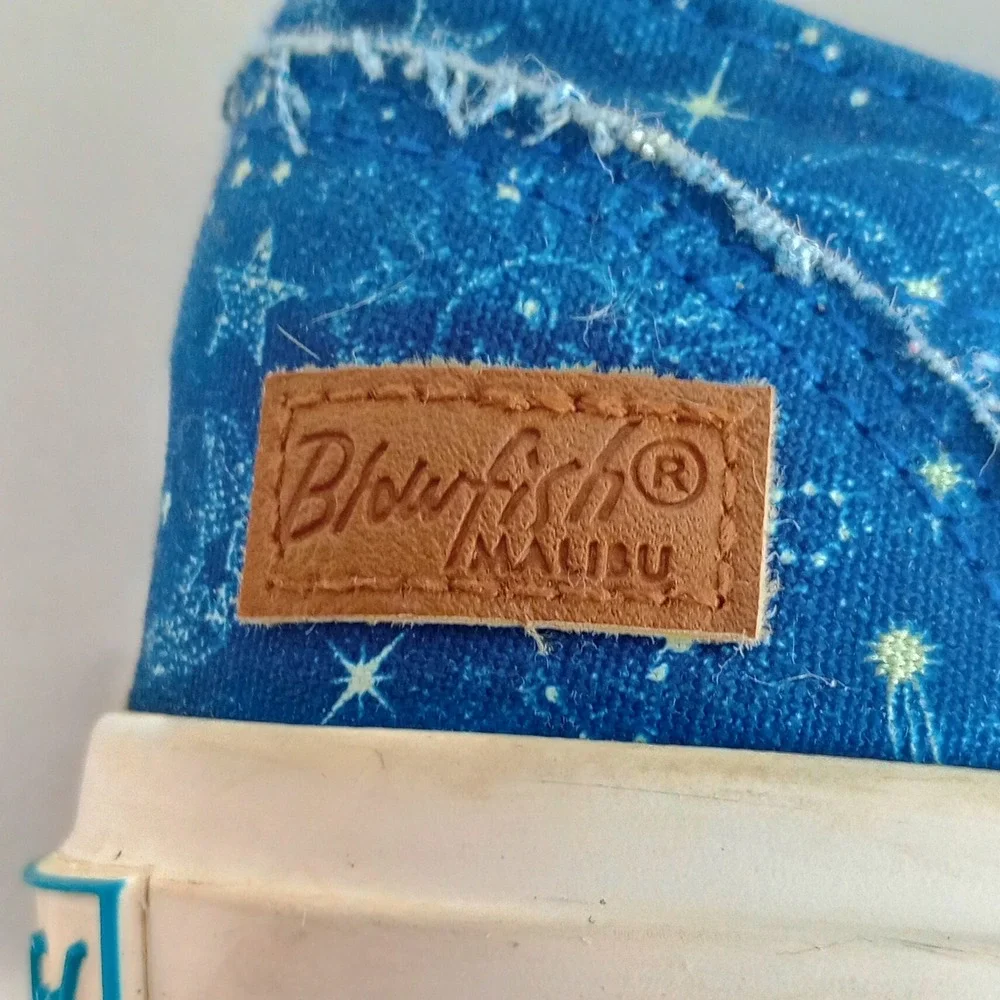 Blowfish Malibu Women 7.5 Blue Celestial Star Sun Print Canvas Play Sneakers